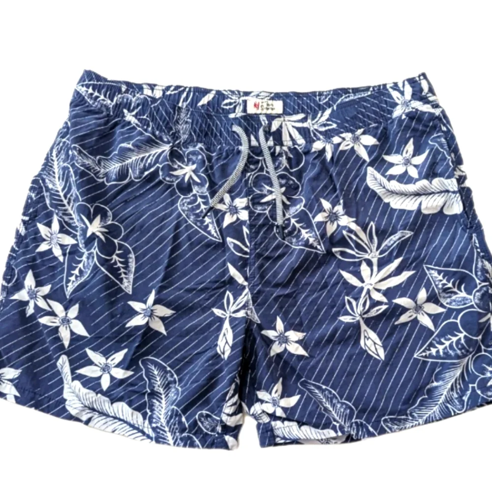 Reyn Spooner Shorts Men's 2XL Blue Swim Trunks Drawstring Floral Hawaiiain